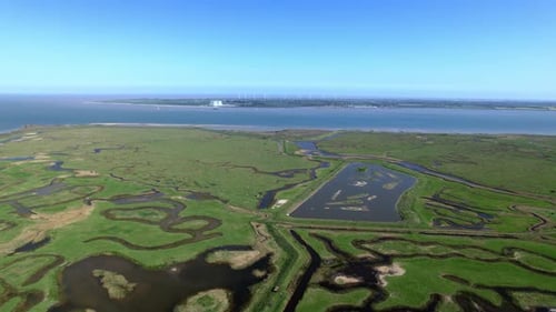 Aerial Panoramic View Of Tollesbury Marshes In Essex, United Kingdom.