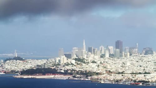 Golden San Francisco skyline timelapse capturing urban beauty at sunset