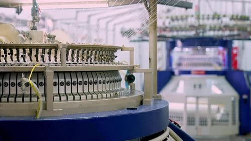 Modern Circular Knitting Machine in Textile Factory