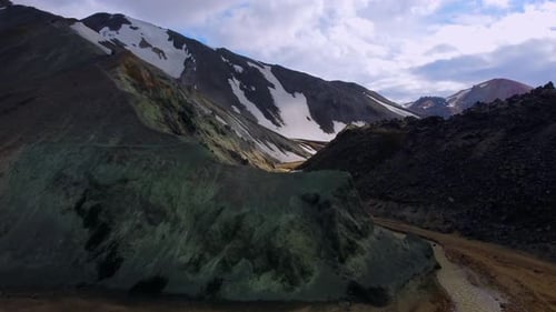 Flying above the Icelandic Highlands near the famous landmark, Landmannalaugar.
