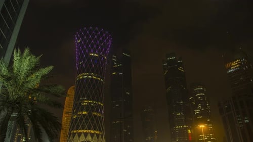 4K timelapse of Tornado Tower in Doha, Qatar, Vertical Pan