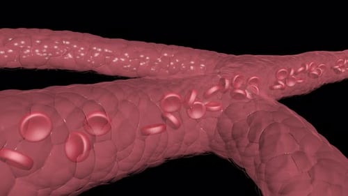 Animated Red Blood Cells Flowing Through Human Vein