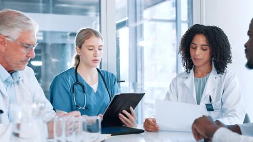 Medical Staff Meeting and Discussing Healthcare