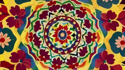 Colorful Animated Floral Mandala Kaleidoscope