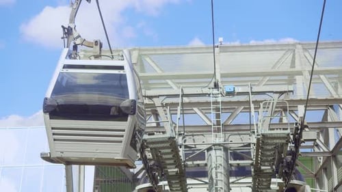 Cable Car Ascending on Sunny Day