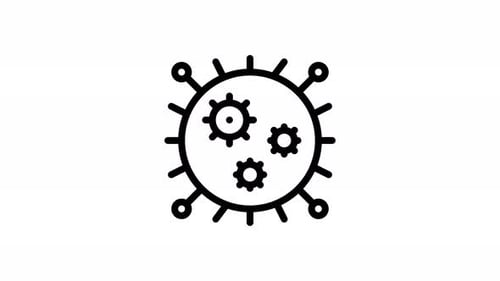 Animated Minimalist Line Icon of a Virus or Cell