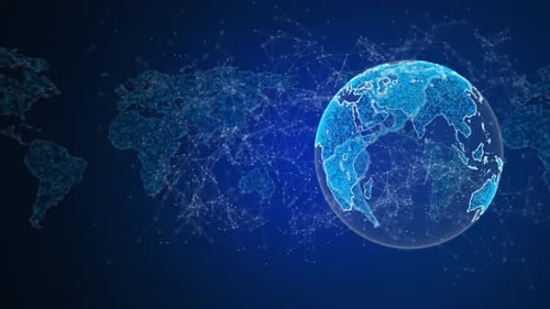 Futuristic Digital Earth Global Network Connection Animation