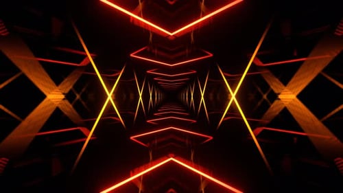 Red And Orange Abstract Geometric Neon Corridor Background Vj Loop I 4K