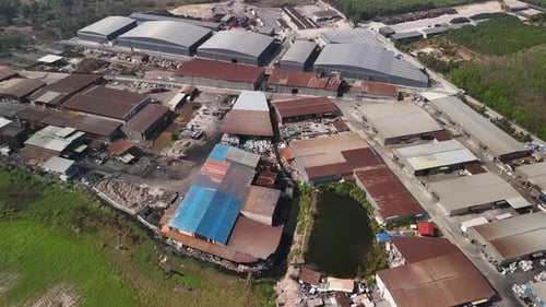 Aerial View of Industrial Complex and Warehouses