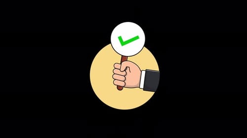 Animated Hand Holding Checkmark Approval Sign Icon