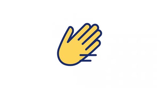 Animated Waving Hand Flat Design Icon
