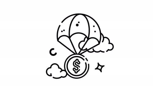 L'argent qui tombe du ciel en animation : une illustration conceptuelle de la réussite financière et de l'investissement