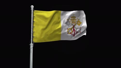 Realistic Waving Vatican City Flag