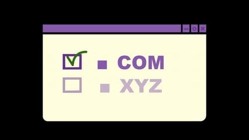 User Selecting dot com Domain Name UI Animation Alpha Channel
