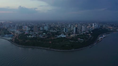 Mozambique, reveal drone 4k hasselblad skyline of Maputo