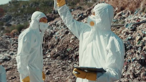 Scientists Examine Samples in Hazardous Waste Landfill