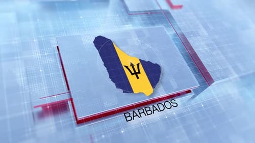 Digital Barbados Map Flag Reveal with Modern Graphics