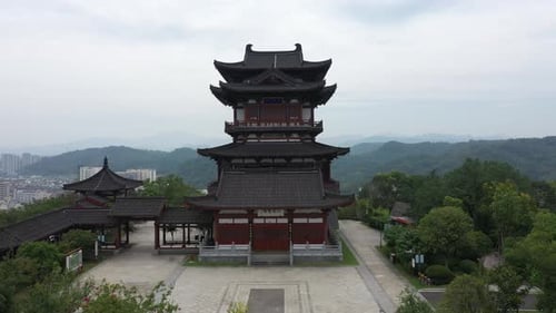 Luftaufnahme der traditionellen chinesischen Architektur in Shaoxing City