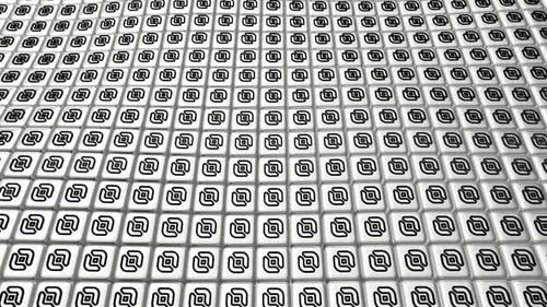 Abstract Geometric Grid Animation with Rotating Symbols Loop