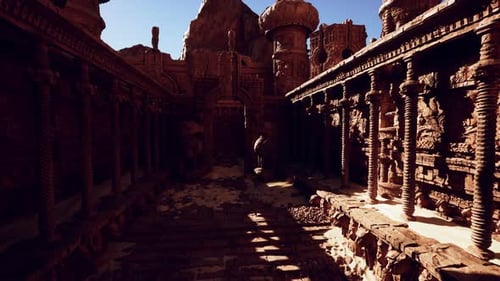 An Old Building with a Lot of Carvings on the Side of It