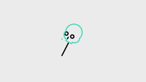 Minimalist Line Art Skull Lollipop Icon Animation