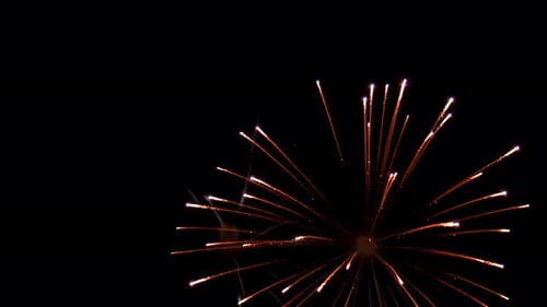 Explosions of color in the black night sky during fireworks show. Pyrotechnic display thrills people