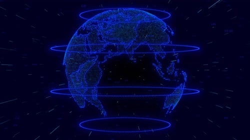 Futuristic Digital Globe with Global Data Network and Lines