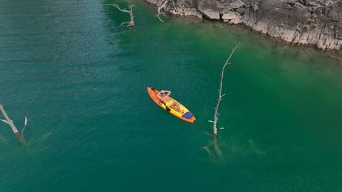 Aerial View Scenic Paddleboarding Through the Green Canyon People Relaxing and Enjoying Summer