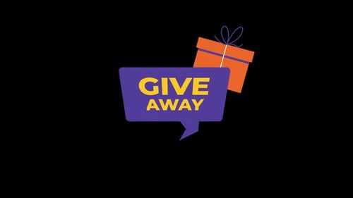 Giveaway Text in Animated Speech Bubble with Gift Box
