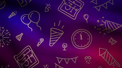 Animated New Year's Eve Decorative Icons Loop Background