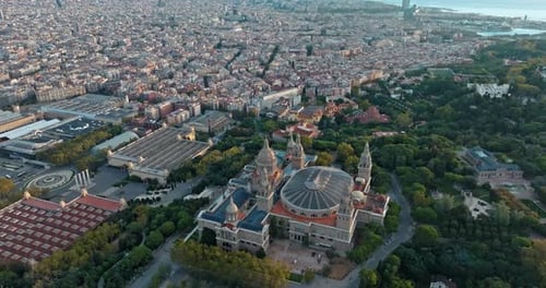 Barcelona Aerial View National Museum of Art of Catalonia Historic Architecture