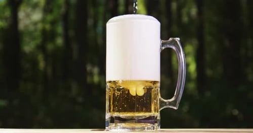 Beer Being Poured Into Mug With Foam Head