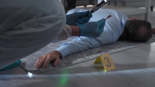 Investigators Examine Crime Scene Evidence in a Home
