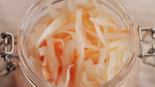 Sauerkraut Fermented Cabbage Variety Preserving Jars Homemade Sauerkraut with Carrot and Salad