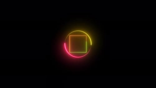 Neon Geometric Circle and Square Reveal Animation