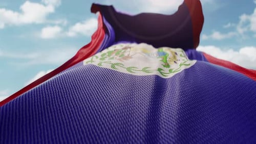 Realistic 3D Animation of Belize Flag Waving in the Wind
