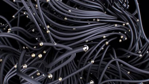 Abstract Technology Network with Golden Data Flow