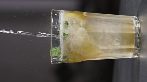 Refreshing Soda Drink with Lemon and Mint