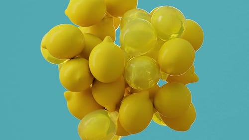 Falling Lemons Fluid Motion Graphic Background