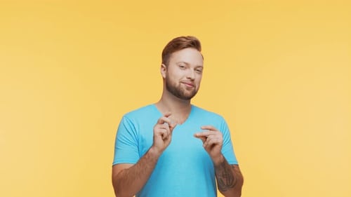 Expressive Young Man Over Vibrant Background Studio Portrait of Handsome Person