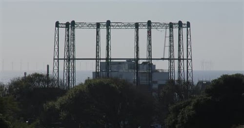 wide shot of the soon to be demolished gasometer on Marina Way at Brighton.