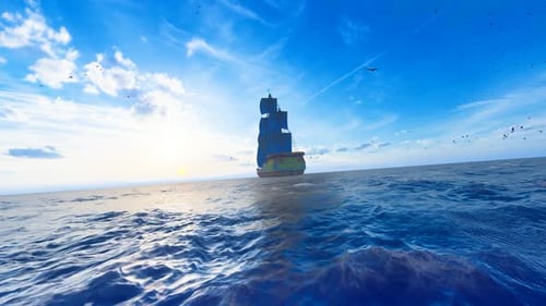 Früh zu einem weiter entfernten Ort auf dem Meer segeln