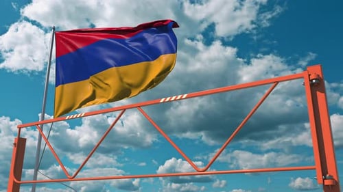 Flag of Armenia and Swing Arm Barrier