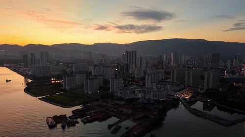Aerial View Macallum Residential Flat Complex Waterfront Sunset