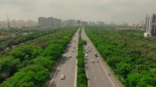 Aerial view of Noida-Greater Noida Expressway, India.