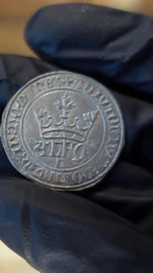 Vertical Video of Medieval Portuguese Coin