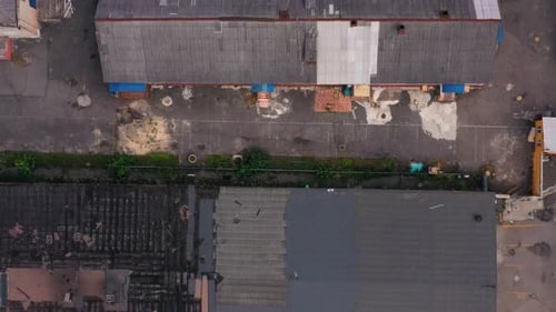 Small Abandoned Deserted Warehouse Roofs in Eastern Europe