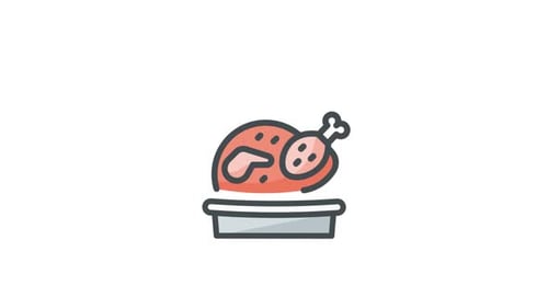 Animated Flat Design Roasted Chicken Icon in Pan