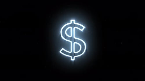 Neon Dollar Sign Animation Loop