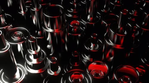 Red And White Metallic Moving Abstract Cylinders Background Vj Loop I 4K